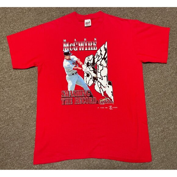 Vintage 1998 Large St. Louis Cardinals Mark McGwire MLB Single Stitch T-Shirt 90 - Picture 1 of 8